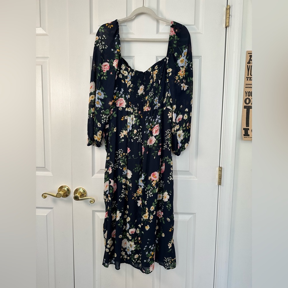 Abercrombie Draped Skirt Midi Floral Dress, M, NWT
